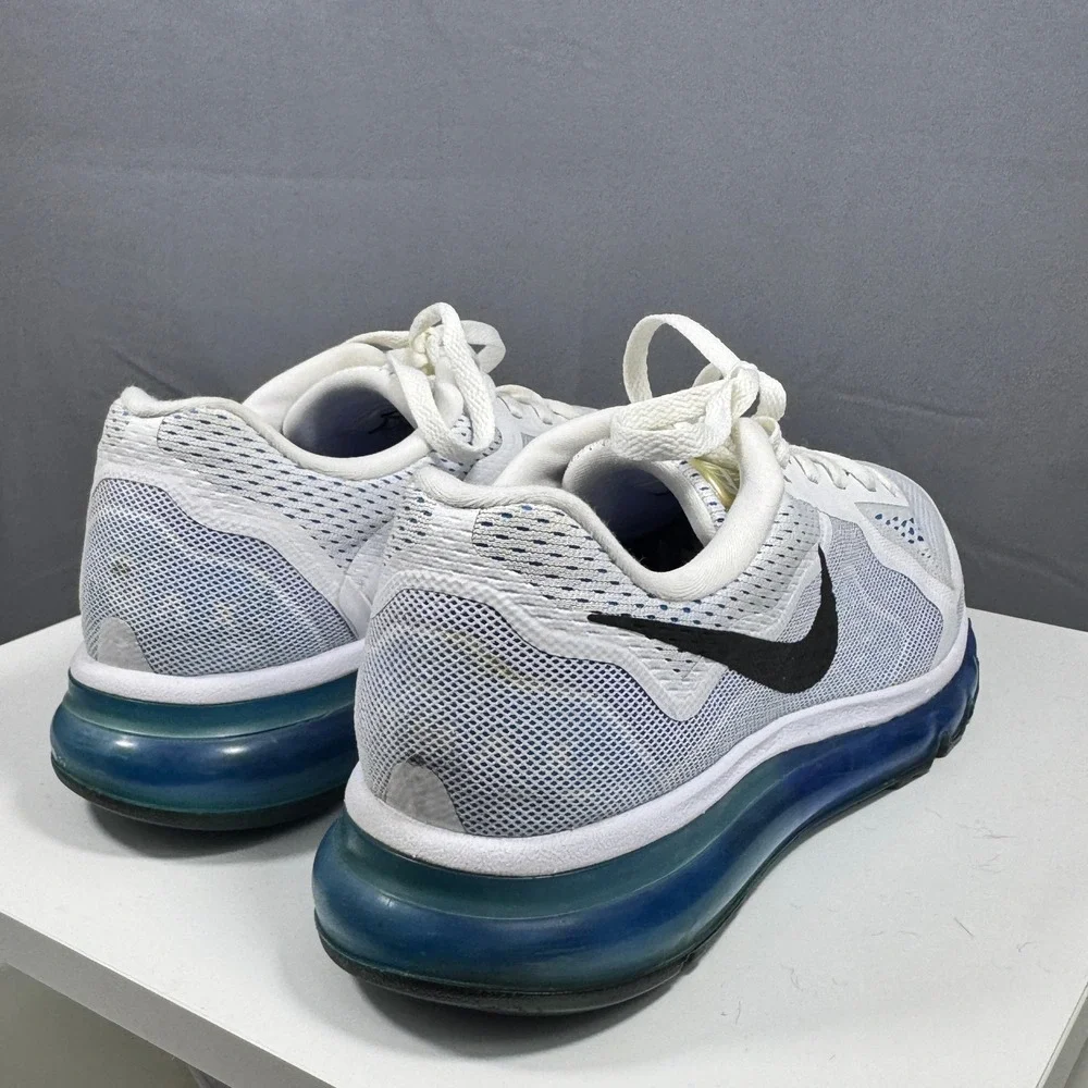 Nike Air Max 2014 Running Shoes Mens 10 White Blue Black 621077-104 Mesh Low Top